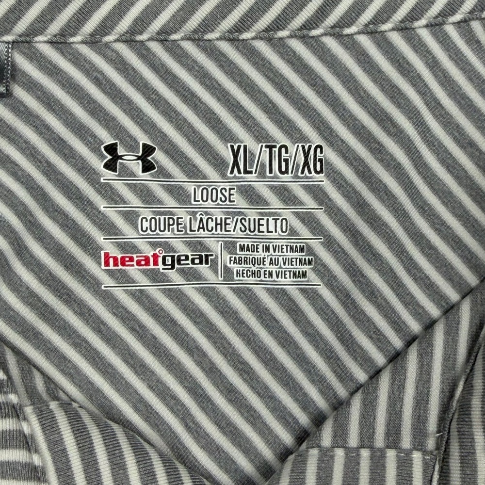 Under Armour Mens HeatGear Striped Polo Shirt Grey White XL 1291348 - Picture 3 of 7